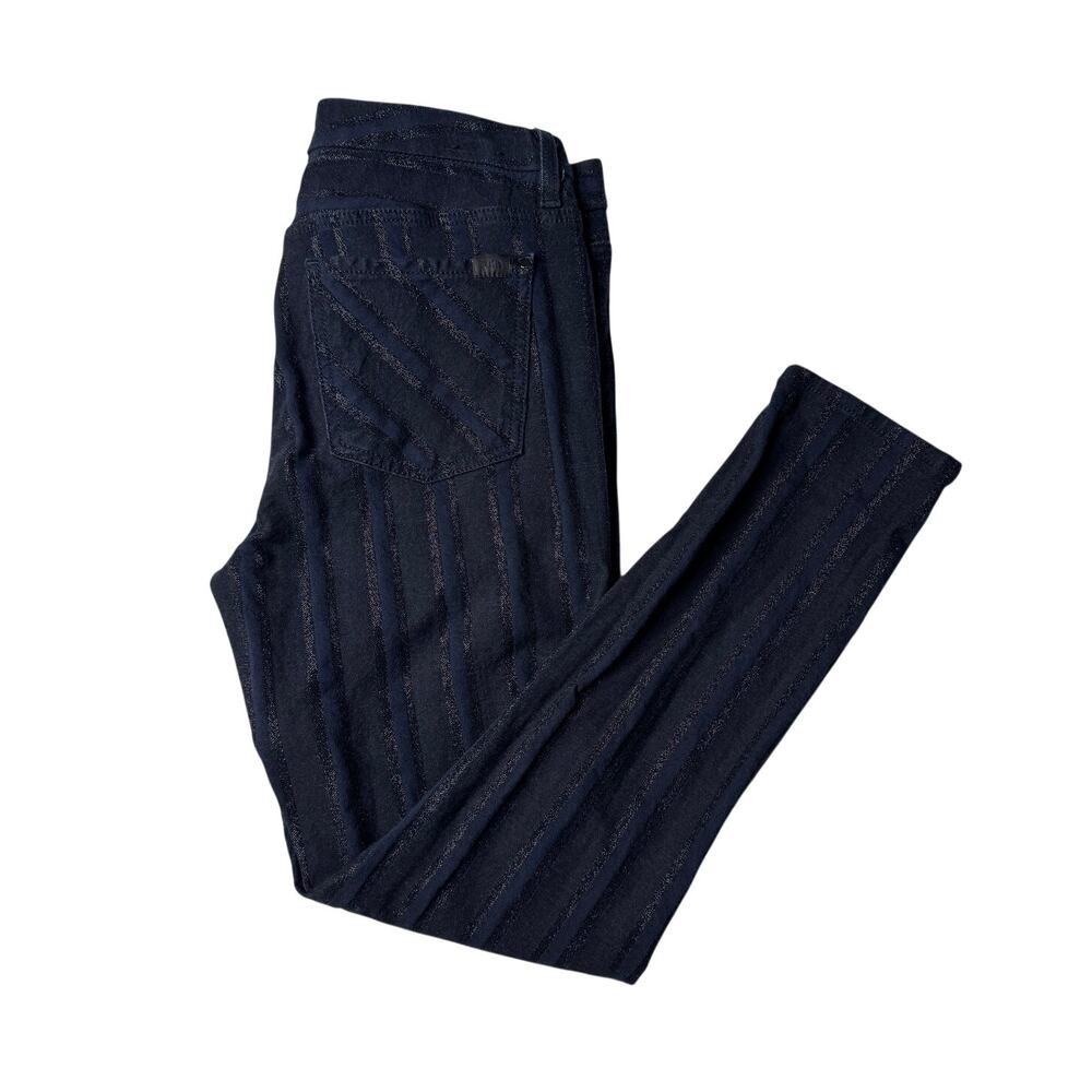 Jen 7 by 7 For All Mankind Ankle Skinny Jeans Navy Metallic Pinstripe Size 8